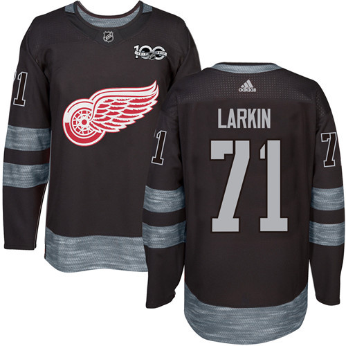 Adidas Red Wings #71 Dylan Larkin Black 1917-100th Anniversary Stitched NHL Jersey